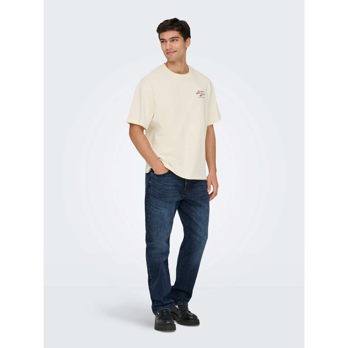 ONLY & SONS MEN΄S SCOOBY DOO OVERSIZE FIT COTTON T-SHIRT 22037498 WHISPER WHITE HOME RUN